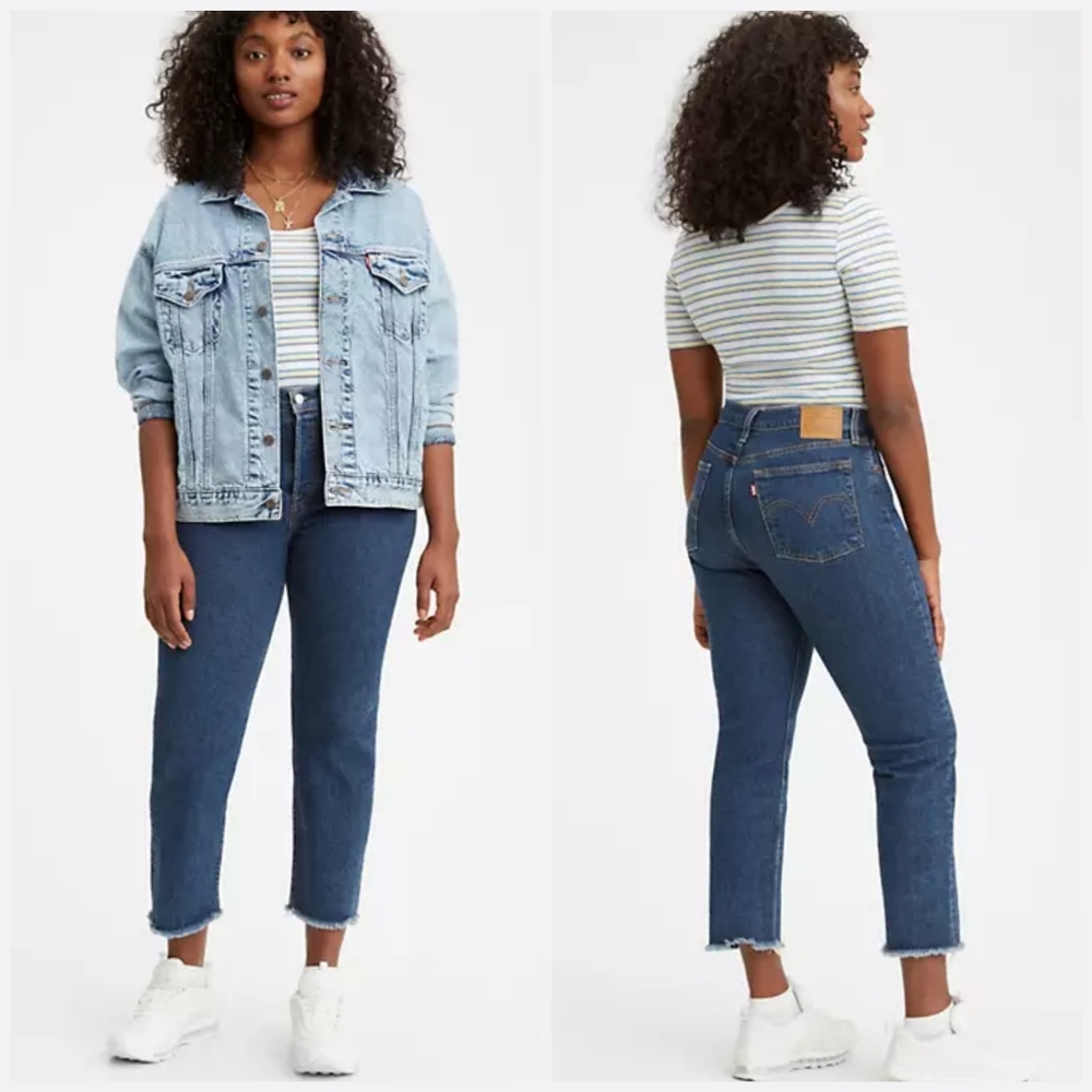 Levi's Wedgie Fit Straight Leg Medium Blue Jeans - Picture 1 of 10